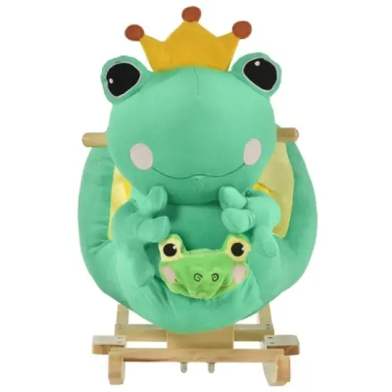 Qaba Kids Ride-On Rocking Horse Toy Frog Style Rocker with Fun Music, Seat Belt & Soft Plush Fabric Hand Puppet for Children 18-36 Months image {5}