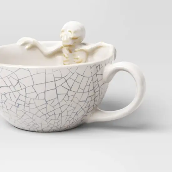 12.5 fl oz Stoneware Skeleton in Latte Mug with Crackle - Hyde and EEK! Boutique&trade; image {2}