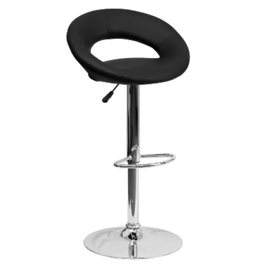 Flash Furniture Contemporary Vinyl Rounded Orbit-Style Back Adjustable Height Barstool with Chrome Base image {15}