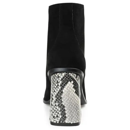 Journee Signature Womens Genuine Leather Edda Almond Toe Block Heel Combat Booties image {2}