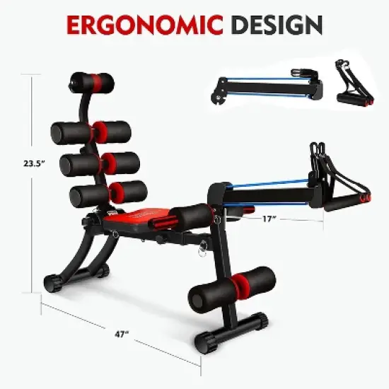 MBB Fitness 22 in 1 Wonder Master Foldable Adjustable Abdominal Workout Chair & Rowing Machine for Home Gym with Training Guide, Black (2 Pack) image {3}