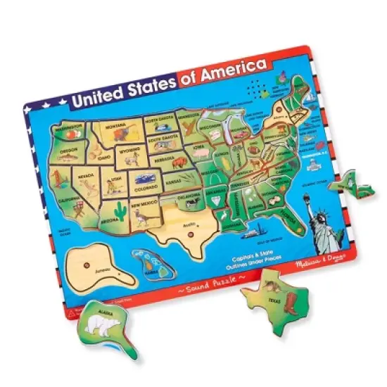 Melissa & Doug USA Map Sound Puzzle - Wooden Peg Puzzle With Sound Effects (40pc) image {8}