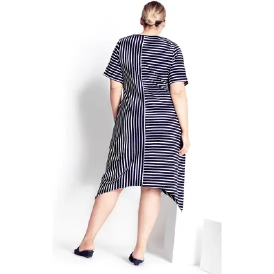 Women's Plus Size  Zena Stripe Dress - navy | REFINITY image {1}