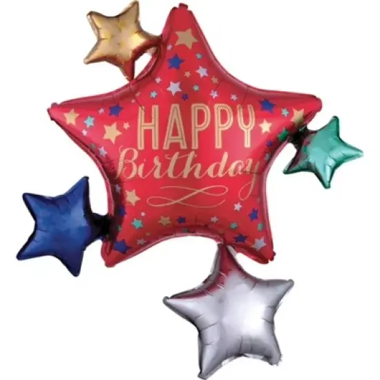 LoonBalloon  35 Inch Star Cluster Birthday Balloon - Festive & Unique image {1}