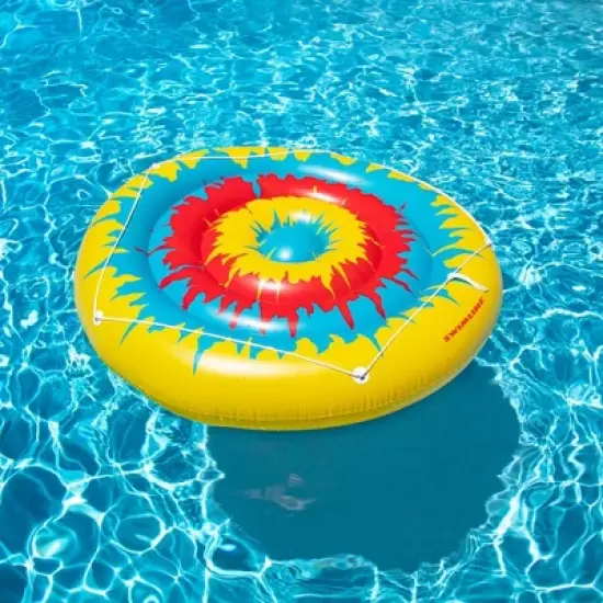Swim Central 72" Inflatable Multicolor Tie Dye Circular Swimming Pool Float image {2}