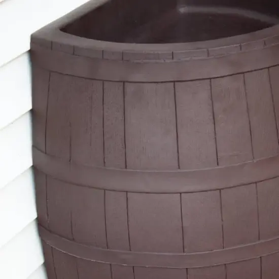 Emsco Flatback 50gal Whiskey Rain Barrel Brown image {1}