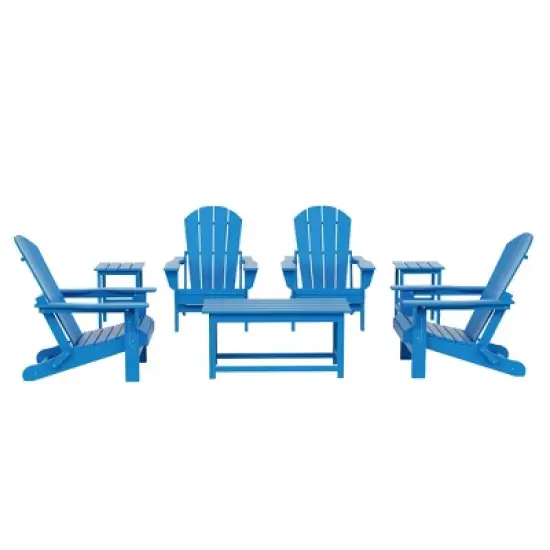 WestinTrends 7 Piece Set Outdoor Folding Adirondack Chairs with Coffee Table Side Table image {18}