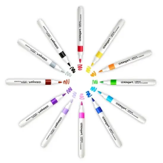 KINGART Acrylic Brush Tip Markers, 24 Colors image {8}