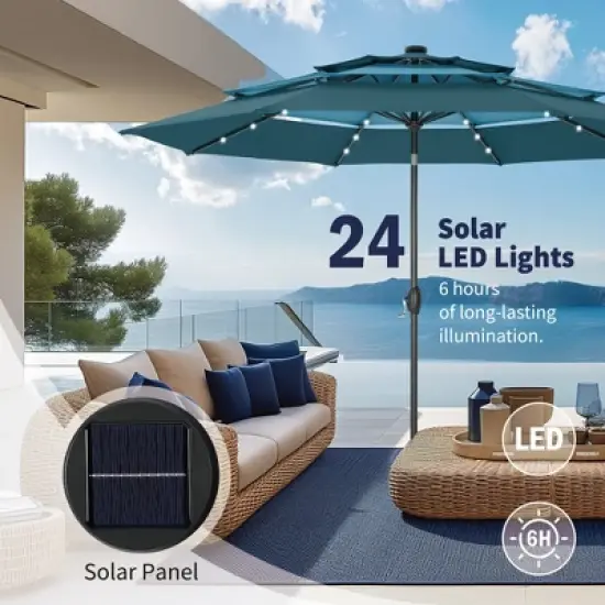 Captiva Designs 10ft Vented Patio Umbrella with 8 Sturdy Ribs for Garden, Poolside & Lawn image {8}