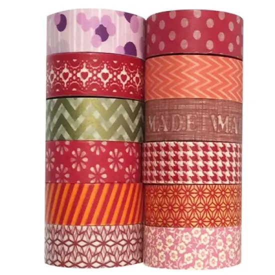 Wrapables Washi Tapes Decorative Masking Tapes, Set of 12 image {7}