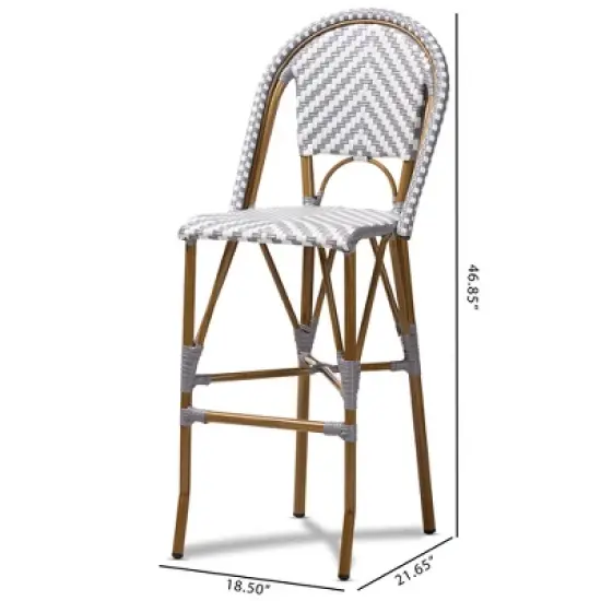 Ilene Indoor and Outdoor Stackable Bistro Barstool Gray/White - BaxtonStudio image {1}