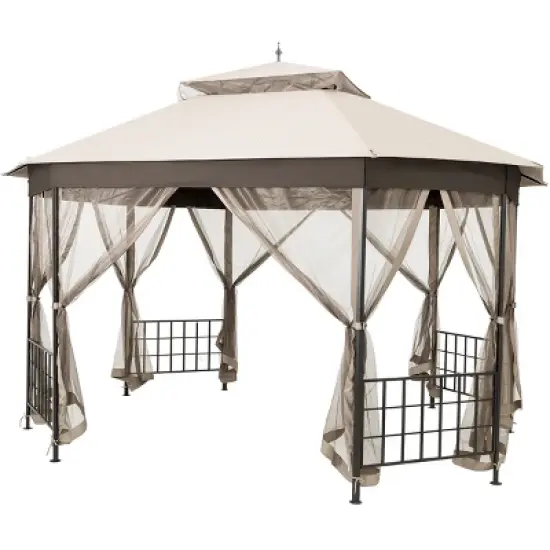 Tangkula 10'x 12'Octagonal Canopy Tent Patio Gazebo Canopy Shelter W/ Mosquito Netting image {4}