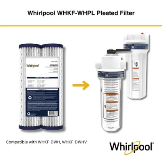Whirlpool 10" x 2.5" Whole House Pleated Water Filter, 20 Micron, NSF Certified, WHKF-WHPL image {4}