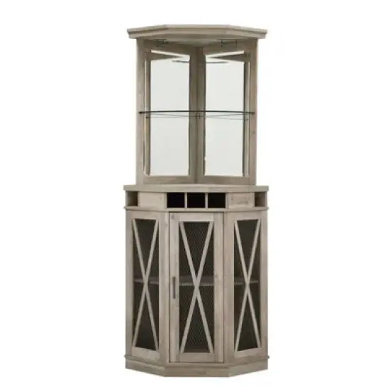 Corner Bar with Mesh Door Stone Gray - Home Source image {10}