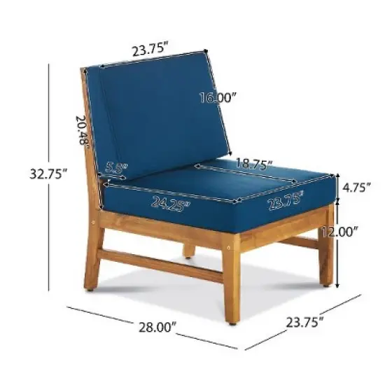 NicBex 3-Seater Outdoor Sofa Set, Acacia Wood Modular Couch with Coffee Table, Patio Sofa Set with Cushions image {3}