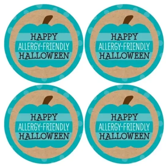 Big Dot of Happiness Teal Pumpkin - Halloween Allergy Friendly Trick or Trinket Name Tags - Party Badges Sticker Set of 12 image {2}