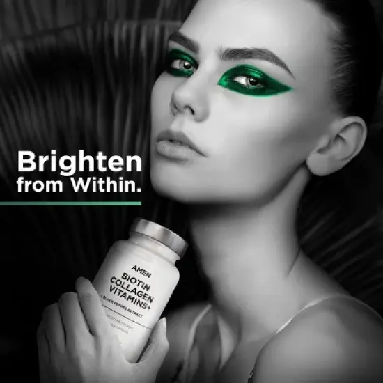 Amen Biotin Collagen Peptides, Vitamins C & E, Folate, Keratin, Hyaluronic Acid, Hair & Skin, 90 ct image {4}