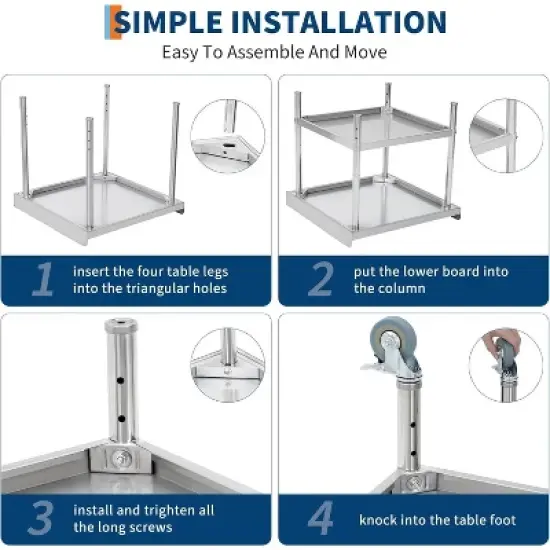 24x24x30 Inch Equipment Grill Stand Table Stainless Steel NSF Certified 400 Lbs Capacity with Adjustable Legs image {6}