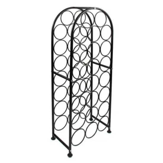 Itopfox 23 Bottle Arched Freestanding Floor Metal Wine Rack Holder Stand for Kitchen Bar Cellar Dining Room Black image {6}
