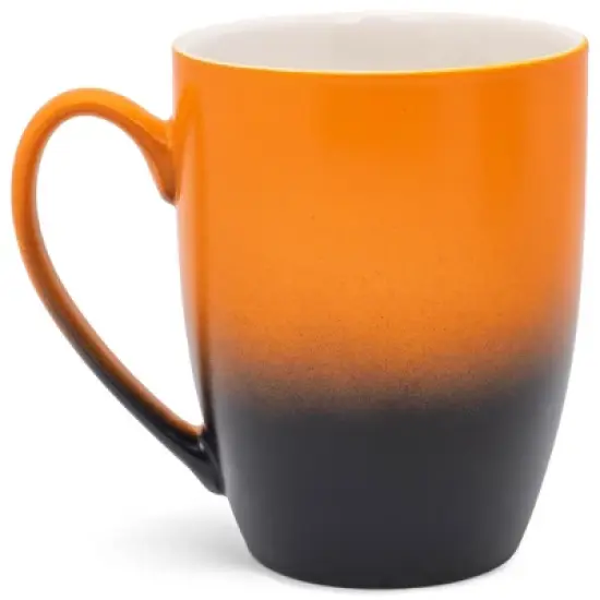 Elanze Designs In My Grandma Era Two Toned Ombre Matte 10 ounce New Bone China Coffee Tea Cup Mug For Your Favorite Morning Brew, Orange and Black image {1}