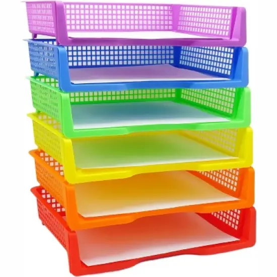 4E's Novelty Stackable Paper Trays: 6 pcs per pack, Classroom Organizer, Plastic Task Box, Classroom Storage, Pencil Tray, Container for Erasers image {6}