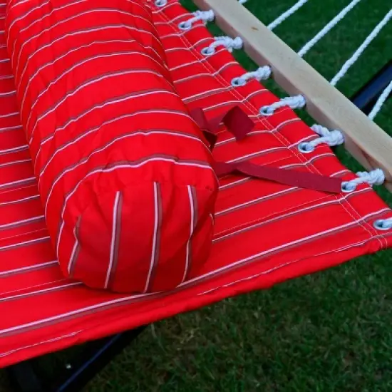 13' Quilted Hammock with Matching Pillow Striped - Red/Brown - Algoma image {6}