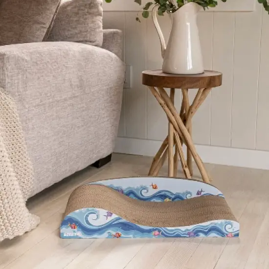 THE LICKER STORE Kokomo Coastal Cardboard Lounge Bed Cat Scratcher with Catnip image {8}