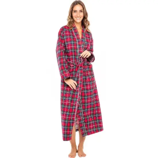Women's Soft Cotton Flannel Robe, Long Hooded Night Dress image {1}