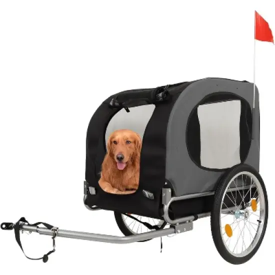 Dog Bike Trailer & Jogging Stroller &ndash; 2-in-1 Convertible Pet Bicycle Carrier for Medium & Large Dogs up to 88 lbs, 16" Air-Filled Tires, Black image {8}