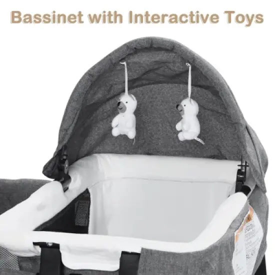 Kinder King 4-in-1 Convertible Baby Playard with Bassinet, Diaper Changer, Cradle&Bedside Sleeper, Breathable Mesh, Storage Organizer&Lockable Wheels image {8}