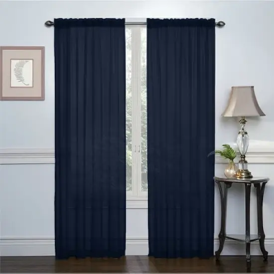GoodGram 2 Piece Rod Pocket Elegant Sheer Voile Curtain Panels image {15}