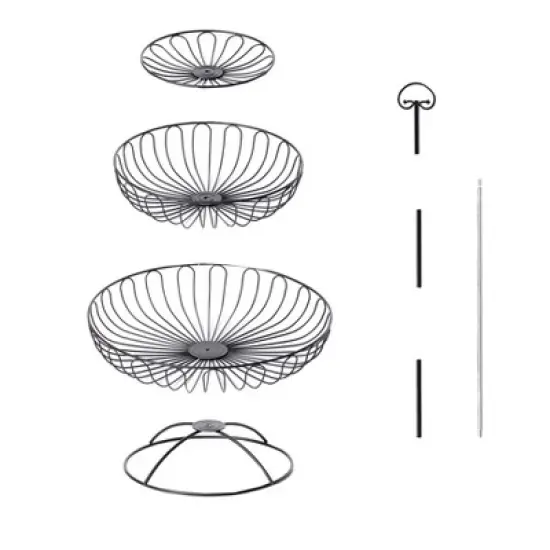 Basicwise 3 Tiers Wire Iron Basket Fruit Bowl, Black image {3}
