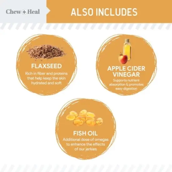 Chew + Heal Wild-Caught Alaskan Salmon Omega Soft Jerky Treats for Dogs, Natural Source of EPA & DHA, Promotes Healthy & Happy Fur - 12oz image {2}