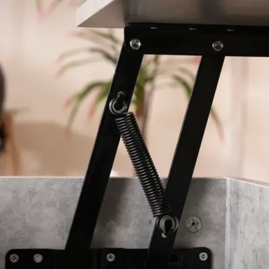 HOMCOM Modern Lift Top Coffee Table with Hidden Storage Compartment and Steel Legs for Living Room, Reception Room image {5}