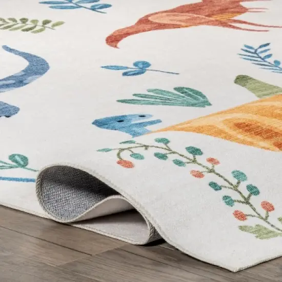 nuLOOM Eamon Dinosaur Machine Washable Kids Area Rug image {3}