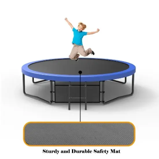 Jump Into Fun 12FT Recreational Kids Trampoline with Safety Enclosure Net & Ladder, Outdoor Recreational Trampolines image {4}