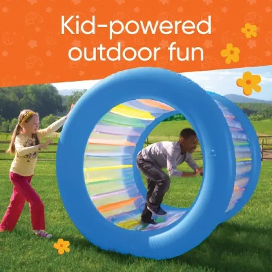 Hearthsong Roll With It Giant Inflatable Colorful Rolling Wheel for Active Outdoor Play image {1}