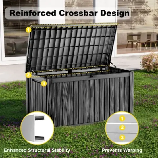 Kumasinova 180 Gal Oversized Storage Deck Box for Outdoor Use,All Weather PP Resin,Garden Seat Storage Box,Waterproof,Seats 2 People image {3}