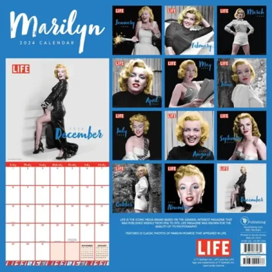 TF Publishing 2024 Wall Calendar 12"x12" Marilyn Monroe image {4}