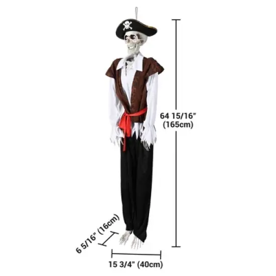 Yescom 5.4Ft Halloween Pirate Captain Skeleton Life Size Human Bone Movable Joints Outdoor Decor 2025 image {8}