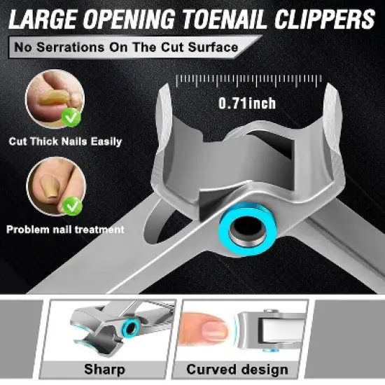 7Pcs Toenail Clippers for Seniors Thick Toenails, Heavy Duty Toe Nail Clippers Adult Thick Nails image {3}