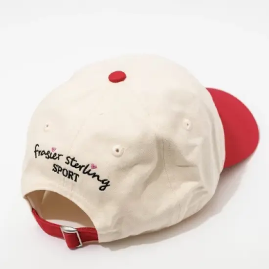 Golf Cart Hat - Frasier Sterling Cream/Red: Adjustable Woven Baseball Hat image {1}