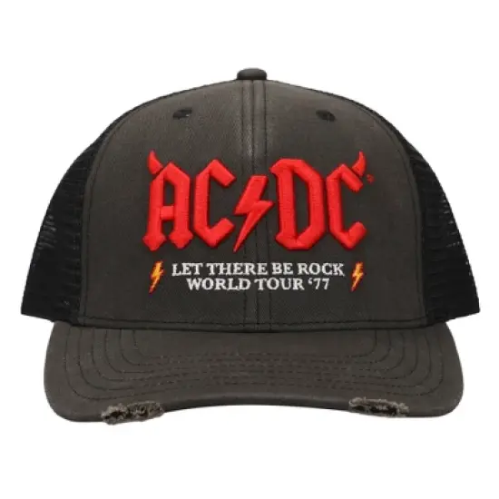 ACDC Let There Be Rock World Tour '77 Men's Black Denim Foam Trucker Hat image {1}