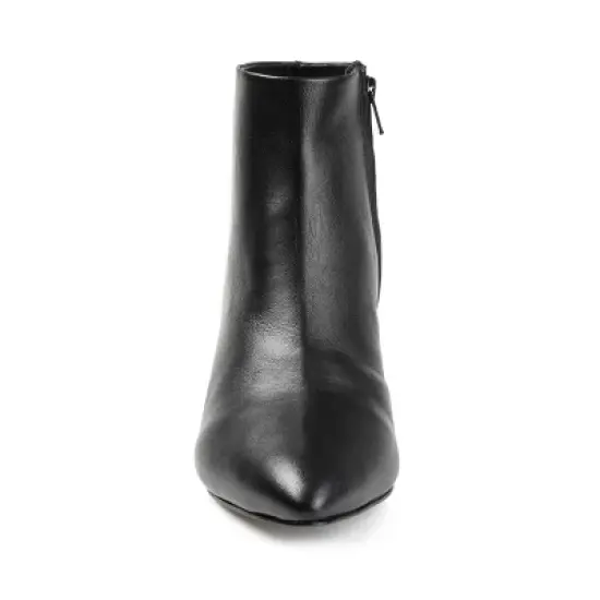 Journee Signature Womens Genuine Leather Tabbie Almond Toe Block Heel Ankle Booties image {5}
