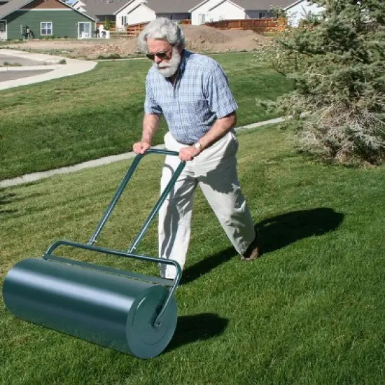 Costway 13 Gallon Lawn Roller Heavy-Duty Steel Push/Pull Sod Roller 24"x13" Green image {5}