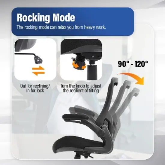 FDW Office Chair Home Chair Computer Chair with Lumbar Support Adjustable Armrests Flip-Up Arms & Swivel Base image {5}