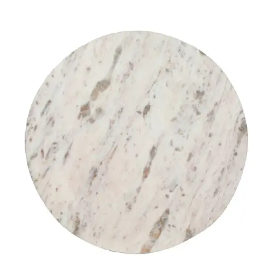 Lenhart Modern Glam Handcrafted Marble Top Aluminum Side Table Nickel/White - Christopher Knight Home image {2}