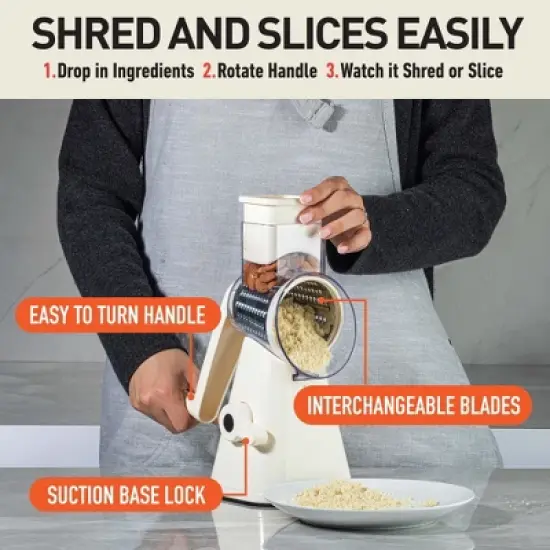NutriSlicer Vegetable Slicer Cheese Grater Potato Slicer Salad Chopper with Suction Base image {3}