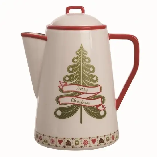 Transpac Multicolor Ceramic Christmas Quilted Pitcher for Holiday Beverages and Festive Serving image {2}