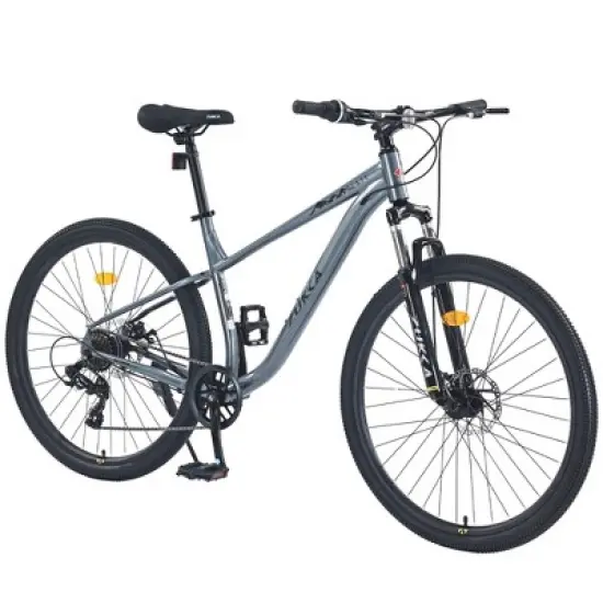 NAYSAYE 27.5 Inch 8 Speed Mountain Bike with Front Suspension and Durable Steel Frame for All Terrain Adventures, Grey, 68.5"*27.1"*40.55" image {5}
